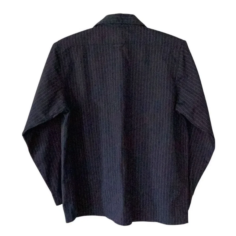 Independent Bar Logo Navy & Red Pinstripe Button Up Shirt Men’s Large - Picture 3 of 10